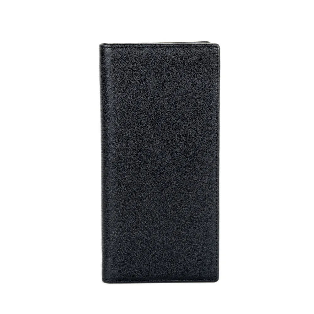 Men's Luxury Bi-Fold Long Wallet Premium Top-Grain Cowhide Leather