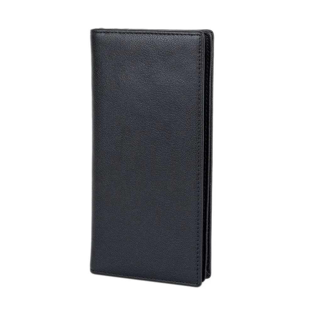 Men's Luxury Bi-Fold Long Wallet Premium Top-Grain Cowhide Leather