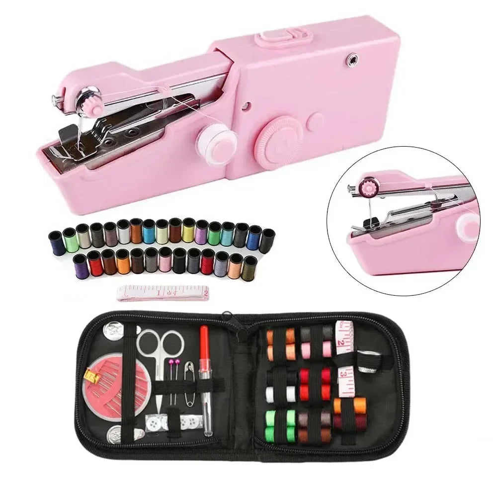 Portable Electric Sewing Machine Manual Mini Straight Stitch Household  Stitching Tools